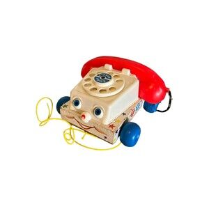 Vintage Fisher Price Chatter Telephone Phone Pull Toy with Moving Eyes 1961